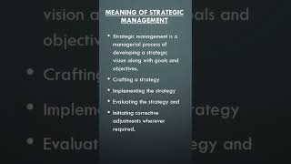 Meaning of Strategic Management strategicmanagement management bcom bba mcom mba [upl. by Eened]