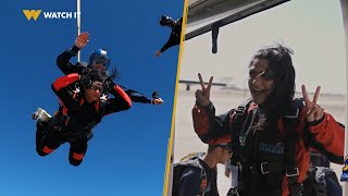 نجوم السما  هدى المفتي لعبت بالـ VR وجربت مغامرة الـ Skydiving لأول مرة 😂❤️ [upl. by Anirb]