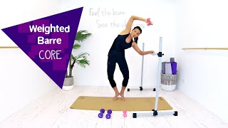 Standing Abs Barre Workout with Weights  BARLATES BODY BLITZ Weighted Barre Core [upl. by Imalda534]