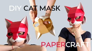 CAT MASK TUTORIAl  Papercraft  DIY [upl. by Lochner]