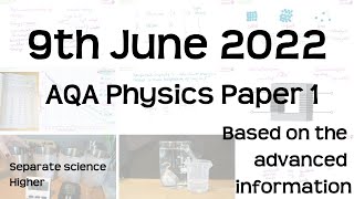 AQA Physics Paper 1 Revision  9th June 2022  GCSE Separate Science Higher Exam [upl. by Ellener153]