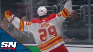 Flames Dillon Dube Bangs Home GameTying Goal Off Gorgeous Feed From Noah Hanifin [upl. by Zaller]