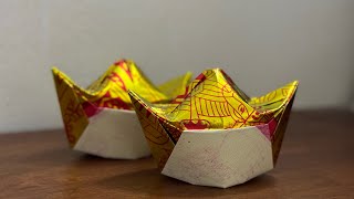 Paper ingot Gold Sycees origami 拜天公金元宝 [upl. by Ayotahc808]