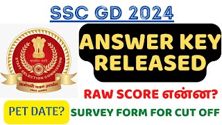 SSC GD 2024  ANSWER KEY OUT 🔥 RAW SCORE amp NORMALIZED SCORE IN TAMIL [upl. by Einial964]