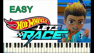 Hotwheels Lets Race Theme Song Piano Tutorial Easy [upl. by Martha]