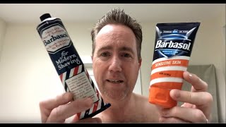 Shaving with Modern Barbasol Brushless Shaving Cream and a Merkur Futur [upl. by Reisch]