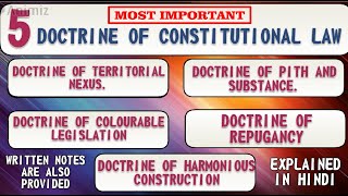 IMPORTANT DOCTRINES OF CONSTITUTIONAL LAW WITH WRITTEN NOTES DOCTRINES OF CONSTITUTION IN HINDI [upl. by Aitenev]