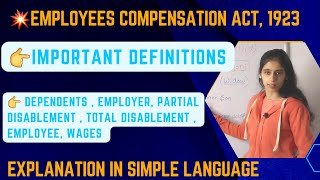 Employees compensation act 1923 Important Definitions  part 2 in hindi [upl. by Dawn951]