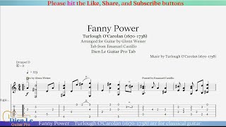 Fanny Power  Turlough OCarolan 16701738 arr for classical guitar with TABs [upl. by Sension]