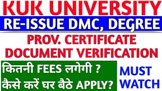 kuk dmc apply online  kuk Reissue dmcdegree  kuk dmc correction  kuk provisional certificate [upl. by Sel432]