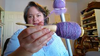 Quick demo of Scottish spindle and distaff [upl. by Marl]