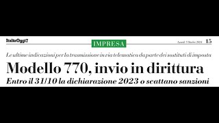 Modello770 invio in dirittura darrivo scadenza 31 ottobre 2024 [upl. by Meris]