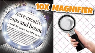 Best 10X Stand Magnifying Glass with Light 10 AntiGlare LED Lighted Reading Illuminated Magnifier [upl. by Enelime]