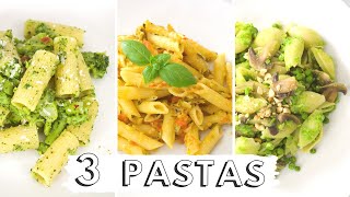 3 PASTA RECIPES with only 3 Main Ingredients  Easy Quick and Healthy  VEGAN  VEGETARIAN [upl. by Georg797]