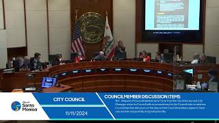 Santa Monica City Council Meeting November 11 2024 [upl. by Idnam]