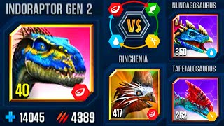 INDORAPTOR GEN 2 VS RINCHENIA DINO BUCKS PACK  JURASSIC WORLD THE GAME [upl. by Atekin]