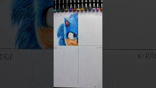 Drawing SONIC in 4 diff styles 💙cartoonart drawing sonic sonicthehedgehog shorts [upl. by Annissa]