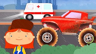 Doctor Mcwheelie cartoon A monster truck for kids amp an ambulance Cars for kids [upl. by Eniamart]