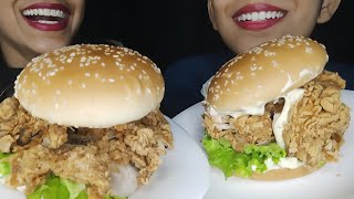 WHO CAN EAT MORE  ZINGER BURGER EATING CHALLENGE  EATING SHOW  MUKBANG COCO foryou [upl. by Ataliah3]