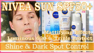 MATTE amp DARK SPOT CONTROL NIVEA SPF  SHINE CONTROL  TRIPLE PROTECT  DARK SPOT CONTROL  SPF50 [upl. by Nodnarbal129]