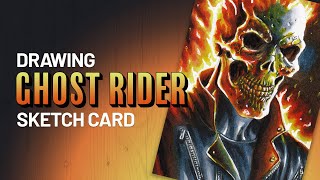 Ghost Rider Sketch Card Resurrection with MARKER ART Mastery [upl. by Natalina638]