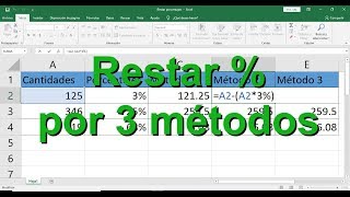 Restar porcentajes en Excel de 3 formas distintas [upl. by Llewon964]