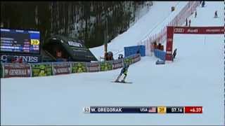 Gregorak Kranjska Slalom Run 1  USSA Network [upl. by Enneirda661]