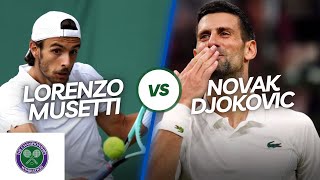 Lorenzo Musetti vs Novak Djokovic Wimbledon Semifinal Prediction [upl. by Asimaj25]