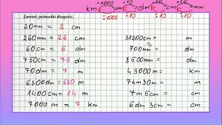JEDNOSTKI DŁUGOŚCI zamiana jednostek  klasa 4 zadanie 1 [upl. by Setarcos]