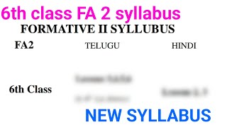 6th class self assessment test 2 FA 2 syllabus new NCERT CBSE syllabus [upl. by Bodrogi]