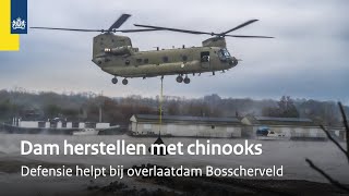 Chinooks van Defensie helpen bij herstel overlaatdam Bosscherveld [upl. by Yliram218]