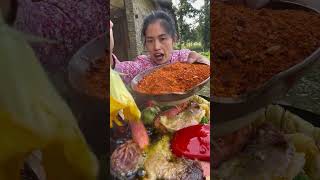 Eating yummy hot food on the cook near the beautiful Guizhou mountain food foodie mukbang yummy [upl. by Hearn]