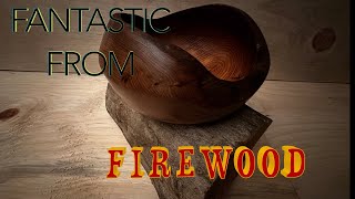 Wood Turning An AMAZING Bowl From FIREWOOD [upl. by Haldi]