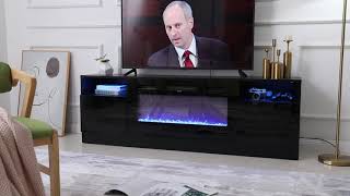 Amerlife Fireplace TV Stand with 36quot Electric Fireplace LED Light Entertainment Center Modern Wood [upl. by Ferna]