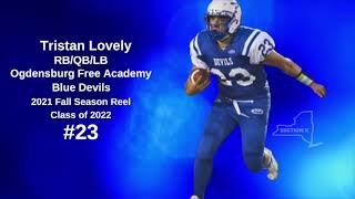 Tristan Lovely 23 RBQBLB Class of 2022 Ogdensburg Free Academy Blue Devils Section X [upl. by Airrej]