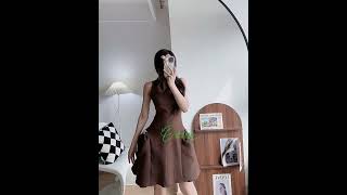 Brown ThreeDimensional Styling Dress Try On Haul  Brown Party Dress [upl. by Anitnegra]