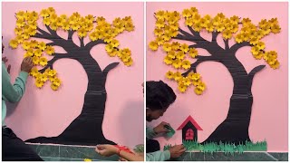 Beautiful paper tree wall decor idea  Paper tree craft papertree diy craft [upl. by Nerte499]