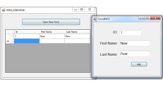 C  How To Add Row To DataGridView From Another Form In C  with source code [upl. by Kirit]