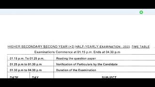 12th HalfYearly Time Table 2024  MS Everything Tamil [upl. by Thier449]