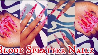 Easy DIY Blood Splatter Nails  Spooky Season  🧛🏾‍♀️🩸 [upl. by Dis]