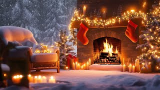 Relaxing Christmas Fireplace Snow Falling🔥❄️Cozy Christmas Fireplace Ambience 🔥 Christmas Wonderland [upl. by Yrrah]