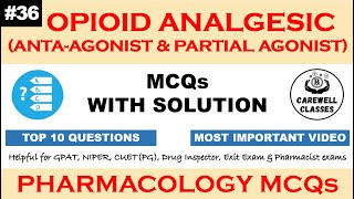 36 MCQs on Opioid Analgesics  Pharmacology MCQS Carewell Classes [upl. by Anahpets]