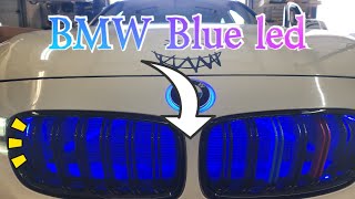 BMW Blue led in grill simple way to remove and install led lights [upl. by Znieh164]