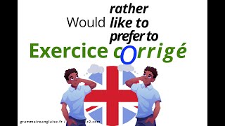 Anglais exercice corrigé  Would Rather Would like to Would prefer to  22160 [upl. by Ummersen]