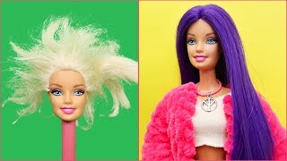 Barbie Saç Yapımı Kendin Yap  Eski Barbie Bebek Saç Dikme ve Saç Tasarımı 5 Dakikada Nasıl Yapılır [upl. by Yert886]