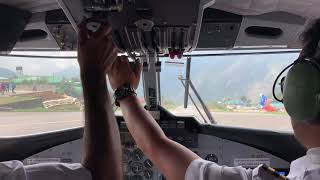 Lukla Airport Take Off Cockpit View Nepal [upl. by Nonnarb]