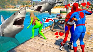 HOMEM ARANHA BEIJA GAROTAS ou CAI PROS TUBARÃ•ES no GTA 5 [upl. by Thomson]