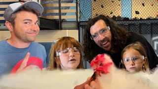 ADLEY FREEZES FLOWERS with MARK ROBER using liquid nitrogen to instantly freeze a flower 🌹 [upl. by Blight]