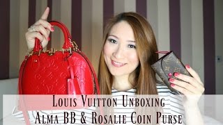 Louis Vuitton Alma BB amp Rosalie Coin Purse UNBOXING And What Fits In It [upl. by Ariajay502]