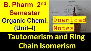 24 PART 6 Tautomerism and Ring Chain Isomerism  B Pharm 2nd semester  Bhushan Science [upl. by Akeylah]